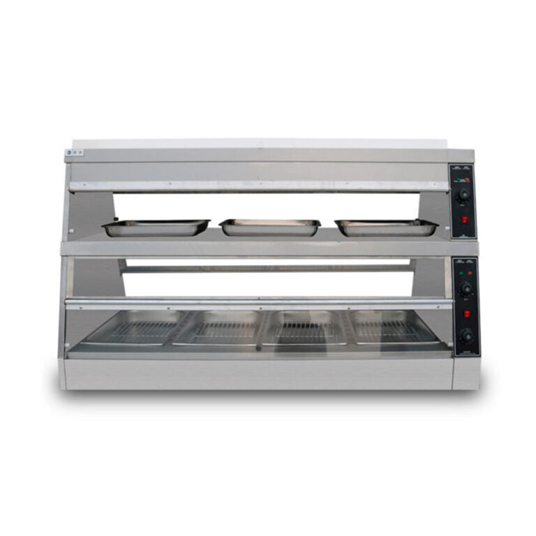 Vitrina caliente de 2 niveles de doble exhibición Marca Migsa Modelo HW-6P freeshipping - Innova FoodService