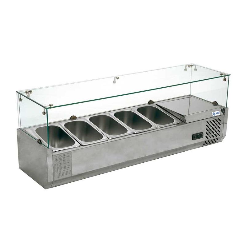 Vitrina refrigerada para ensaladas y pizzas sobre mesa Marca Migsa Modelo RT-1200L freeshipping - Innova FoodService
