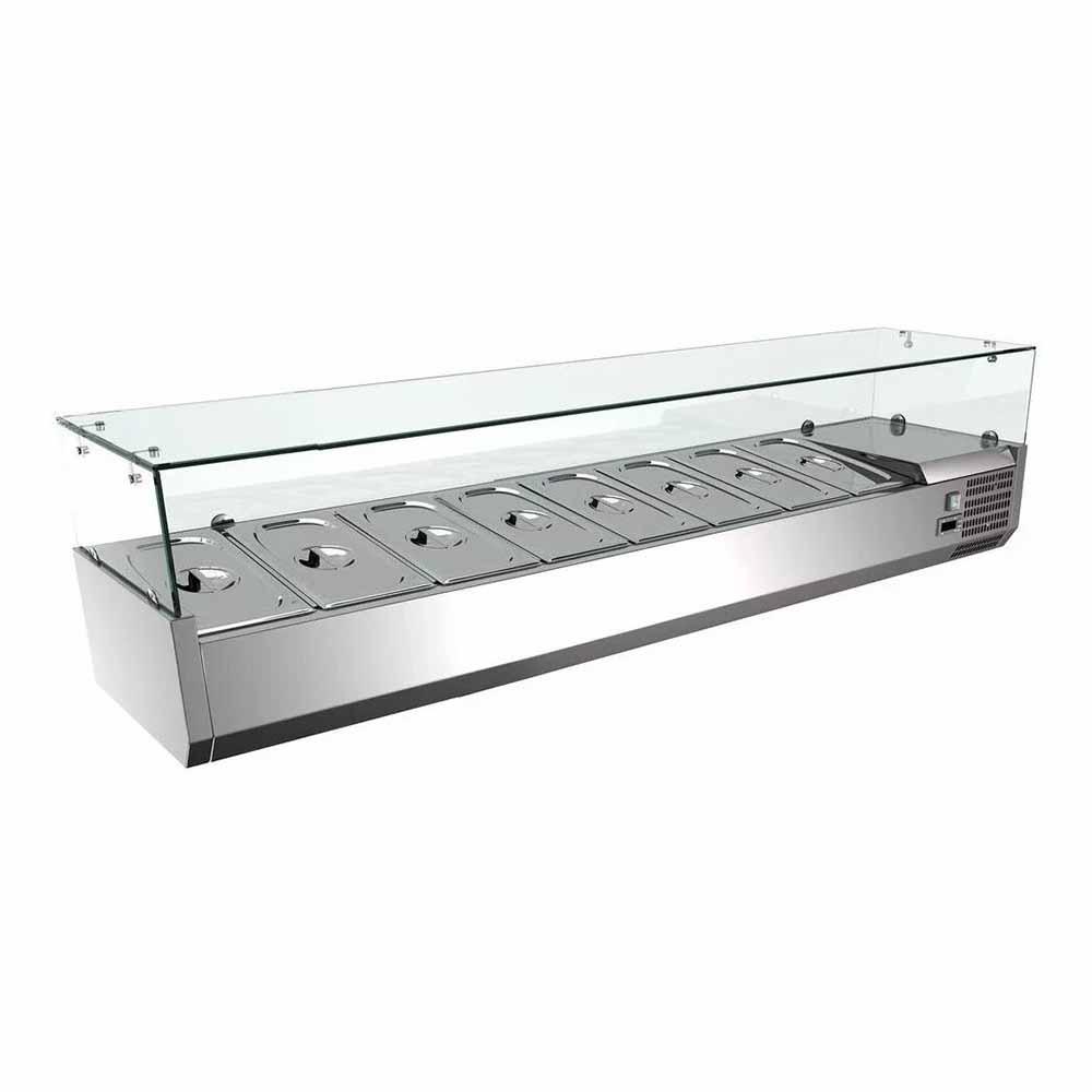 Vitrina refrigerada para ensaladas y pizzas sobre mesa Marca Migsa Modelo RT-1800L freeshipping - Innova FoodService