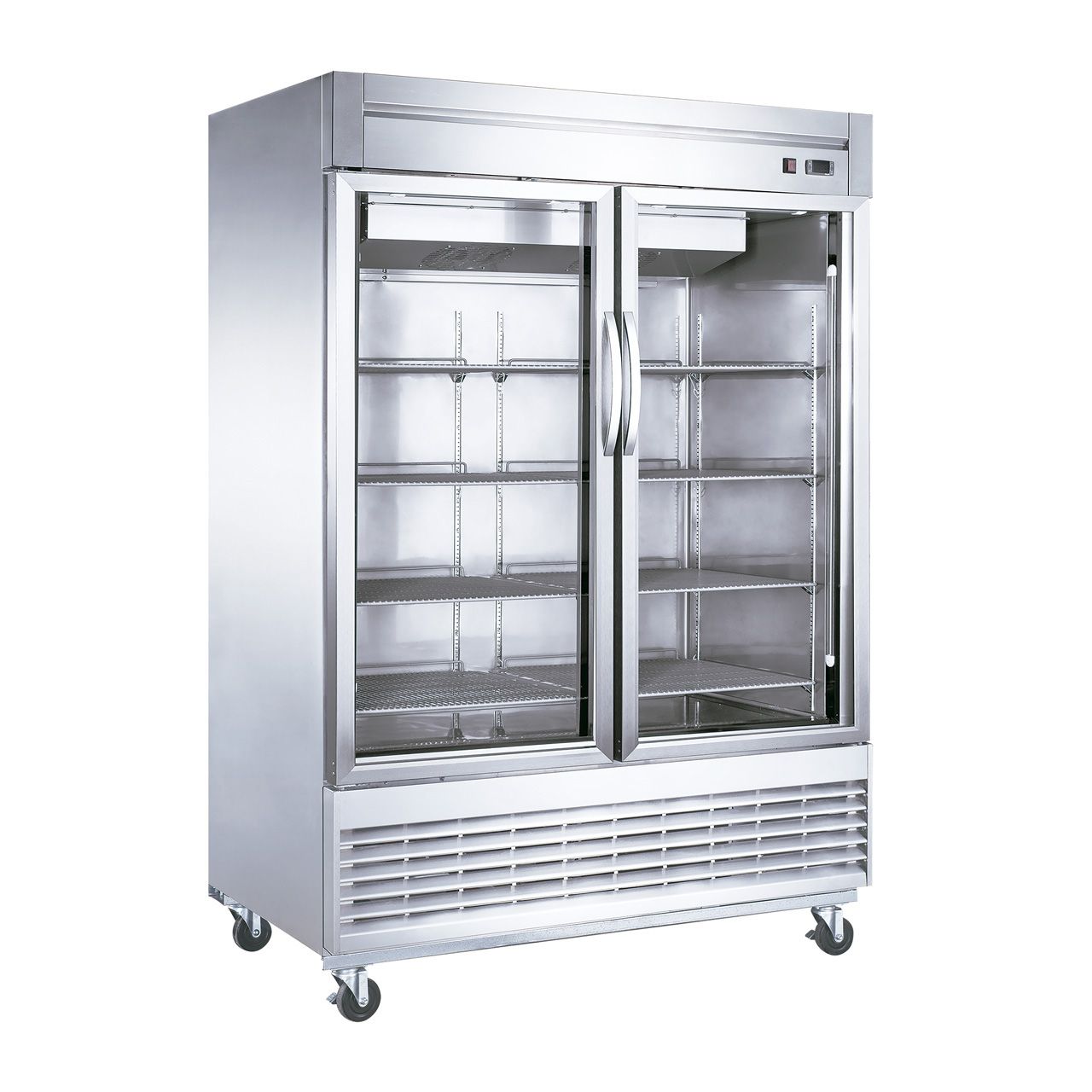 Refrigerador vertical puerta de cristal en A.I. de 47 pies cúbicos.  Migsa Modelo UR-54C-2G